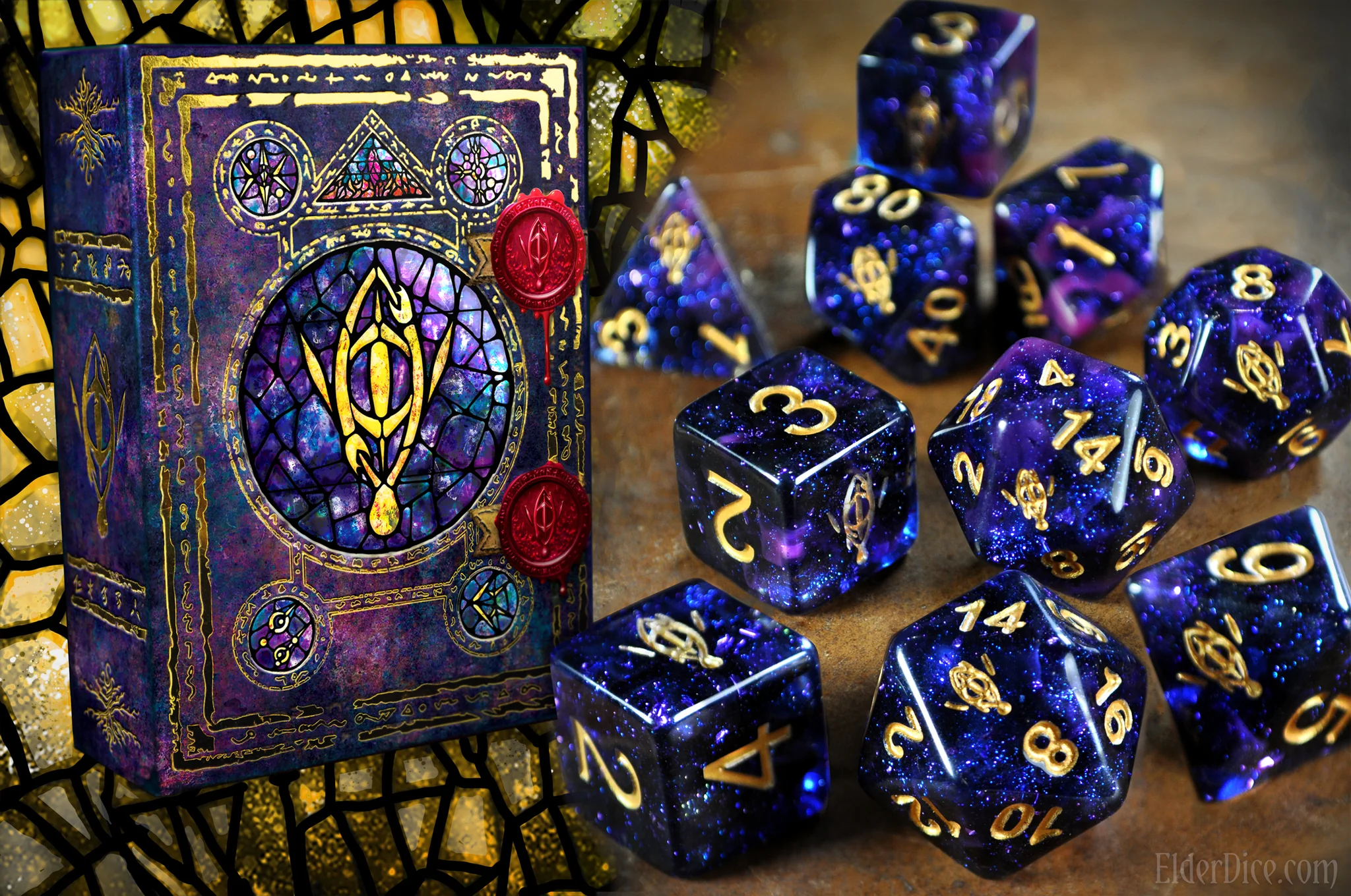 Elder Dice: Polyhedral 10 Die Set: Seers Eye: Glass/Wax: Mythic  
