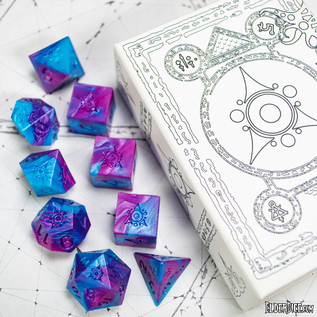 Elder Dice Polyhedral Set: Sigil of the Dreamlands Kadathian Ice Raw 