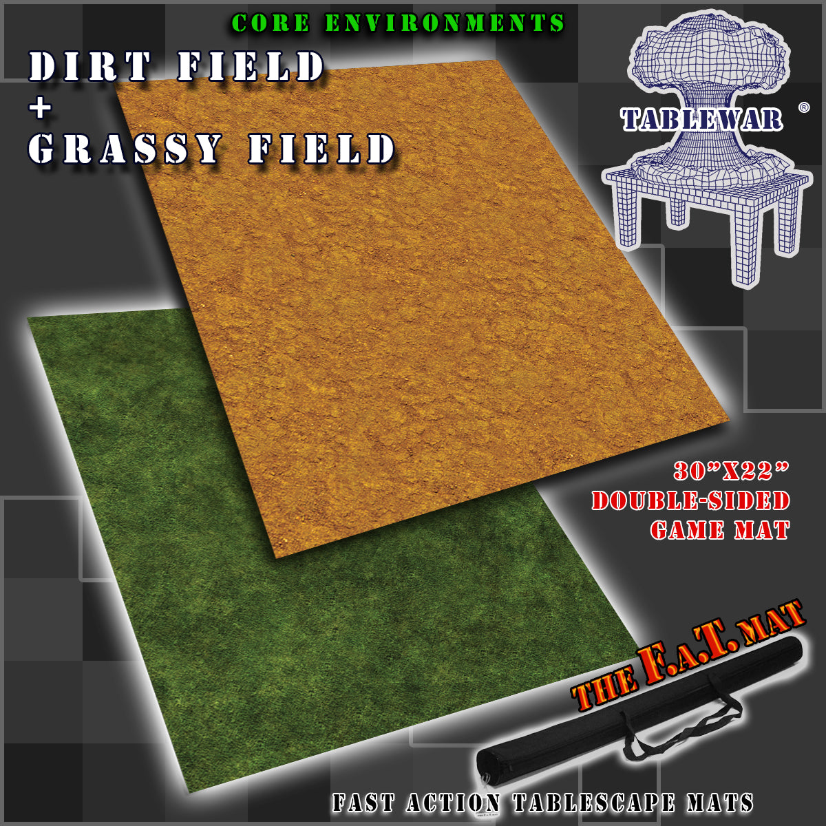 F.A.T. Mats: Core Environments: Dirt Field + Grassy Field (30"X22")  