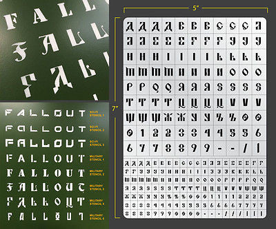Fallout Hobbies Airbrush Stencil: Military Lettering 004 