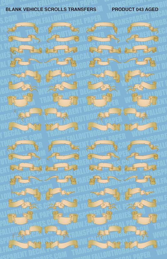 Fallout Hobbies Decals: Blank Vehicle Scrolls Small (Aged) 