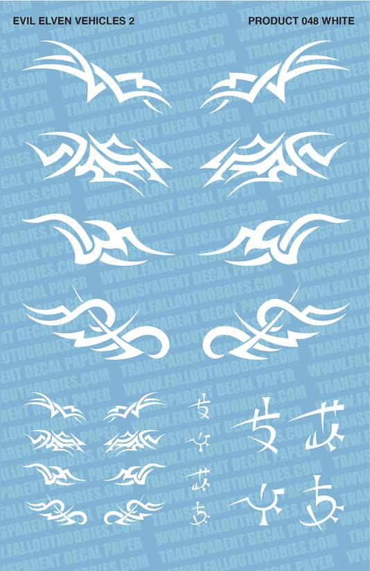 Fallout Hobbies Decals: Evil Elven Vehicles #2 (White) 