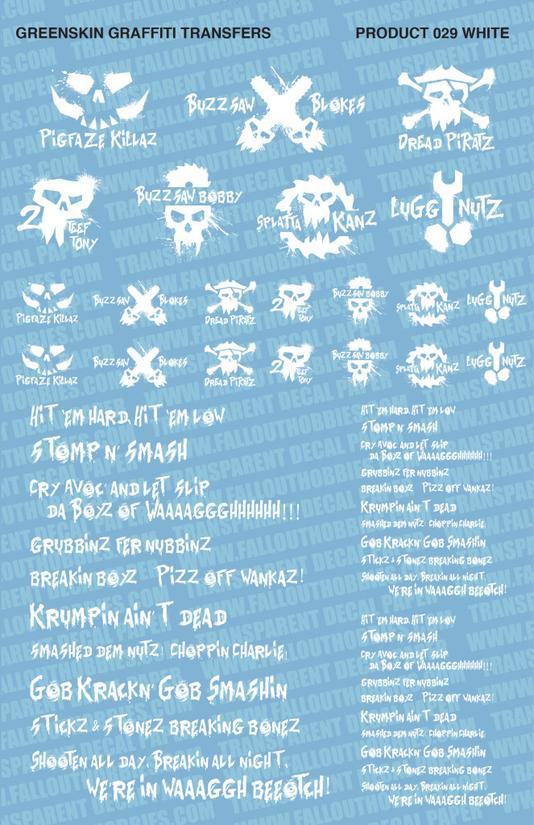 Fallout Hobbies Decals: Greenskin Graffiti (White) 