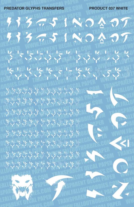 Fallout Hobbies Decals: Predatory Glyphs (White) 