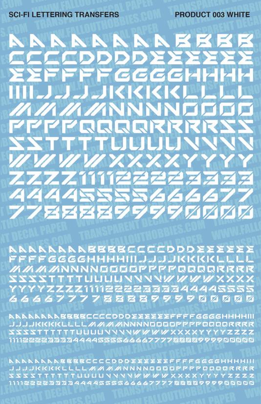 Fallout Hobbies Decals: Sci-Fi Lettering 001 (White) 