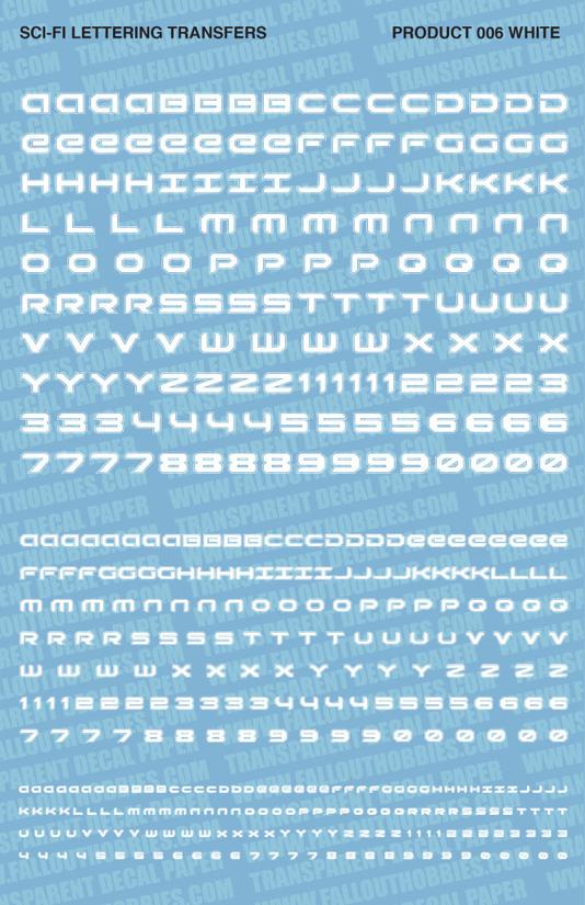 Fallout Hobbies Decals: Sci-Fi Lettering 002 (White) 