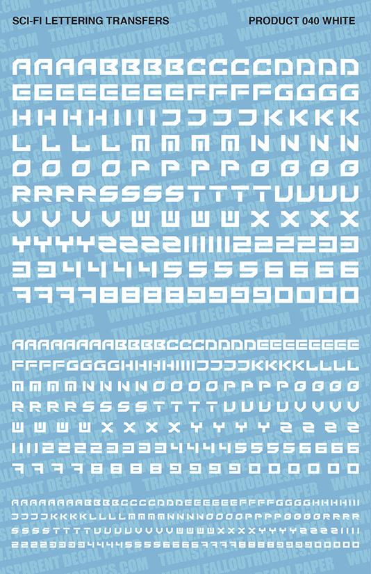 Fallout Hobbies Decals: Sci-Fi Lettering 003 (White) 