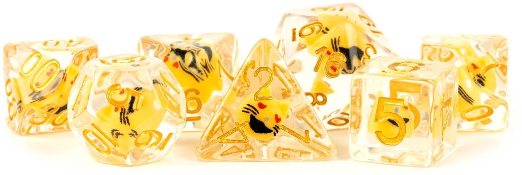 Fanroll: 7 Dice Polyhedral Set: CAT INCLUSION 16MM 