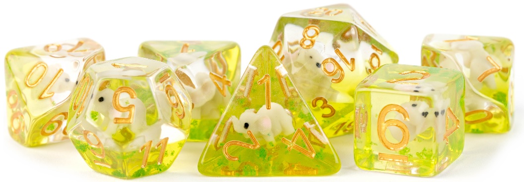 Fanroll: 7 Dice Polyhedral Set: ELEPHANT INCLUSION 16MM 