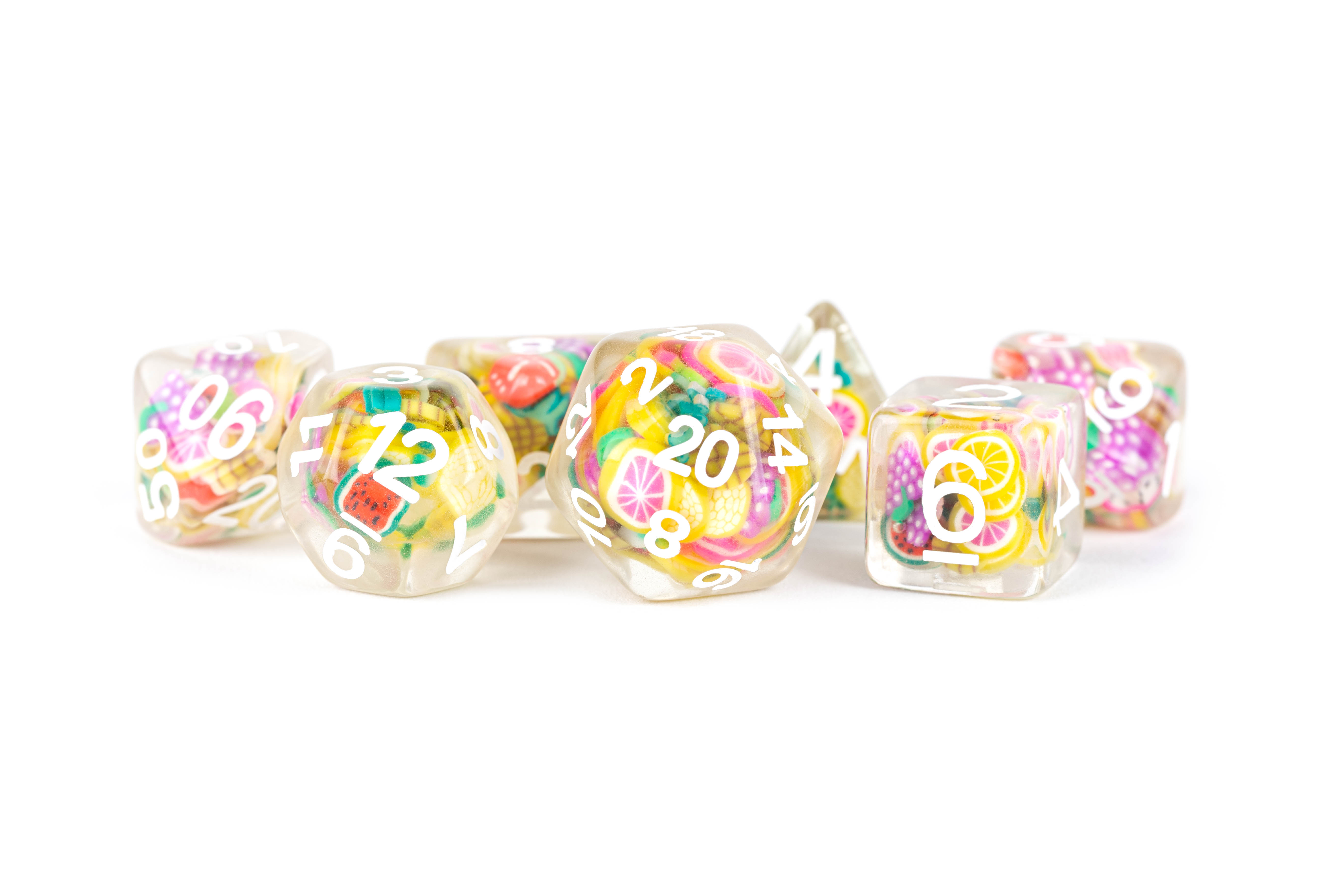 Fanroll: 7 Dice Polyhedral Set: FRUIT INCLUSION 16MM 