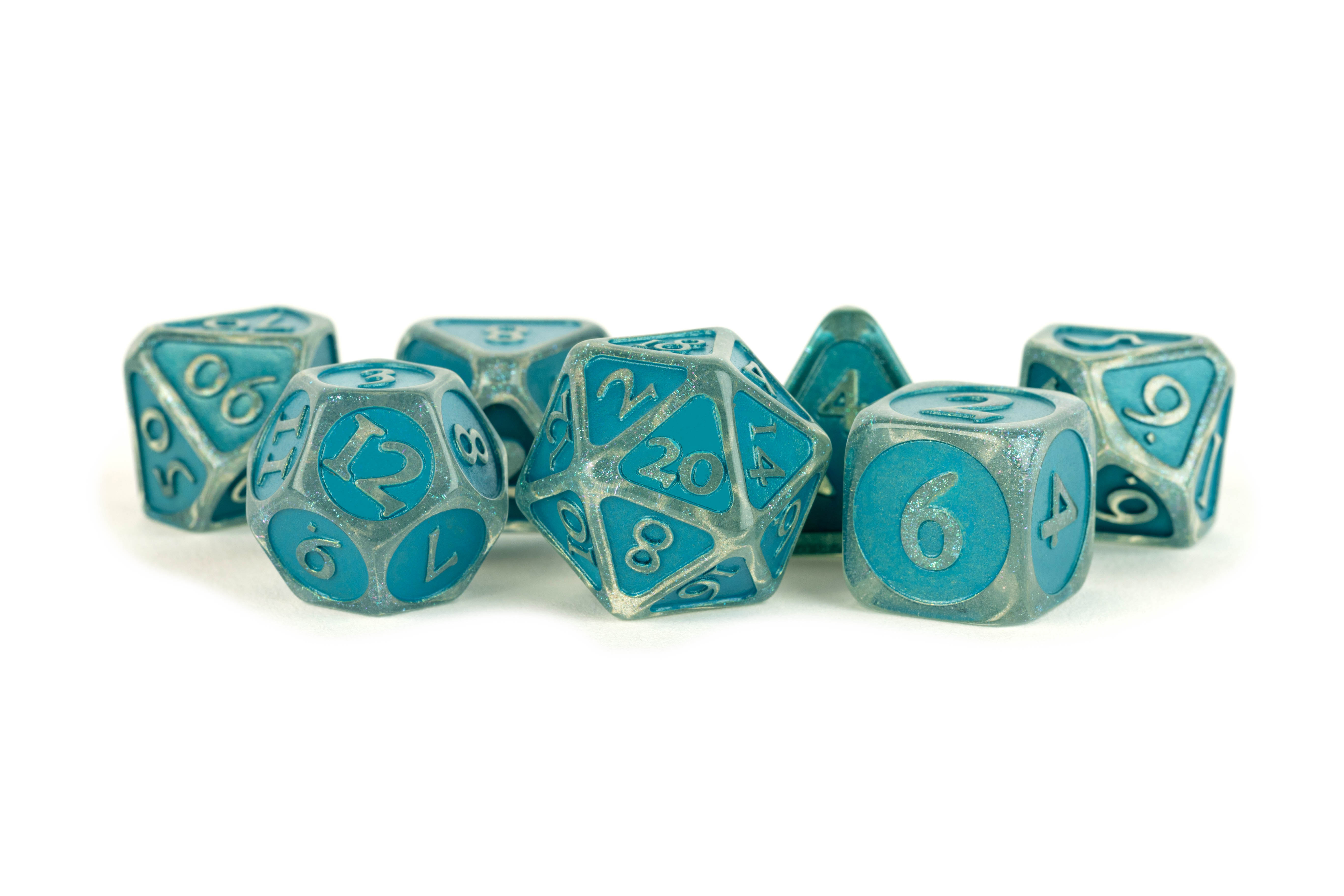 Fanroll: 7 Dice Polyhedral Set: ICE W/ BLUE 16MM 