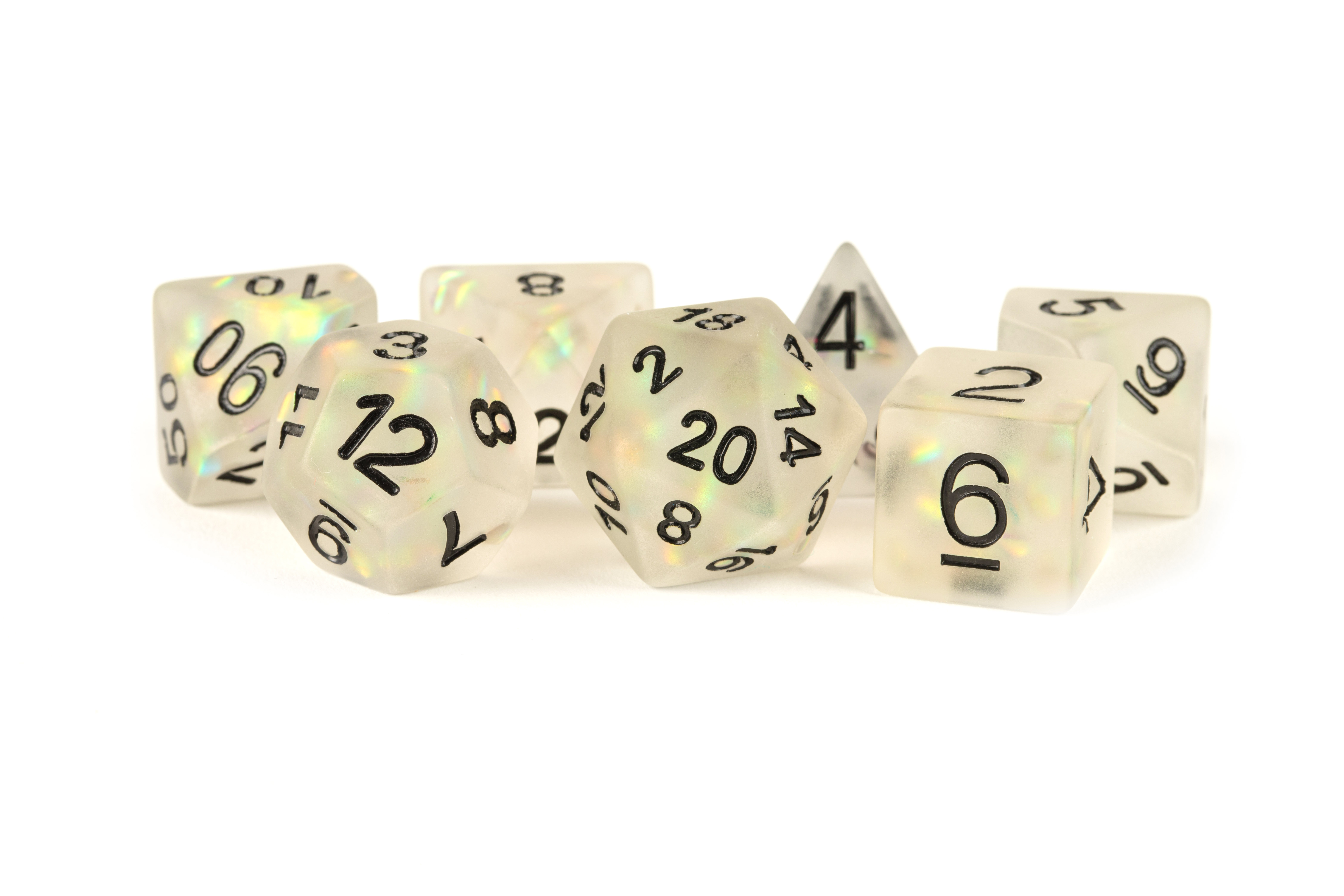 Fanroll: 7 Dice Polyhedral Set: ICY OPAL CLEAR 16MM 