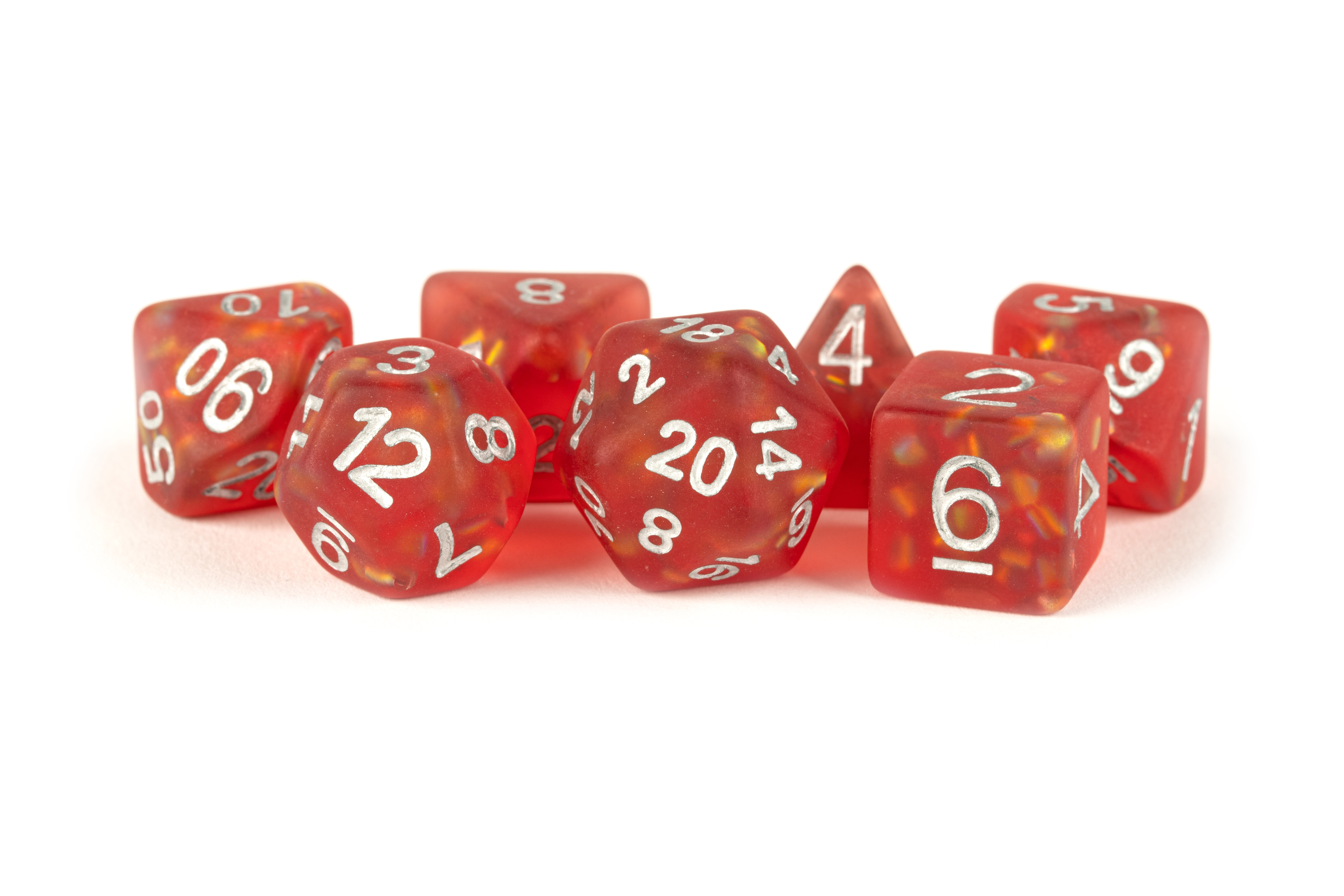 Fanroll: 7 Dice Polyhedral Set: ICY OPAL RED 16MM 