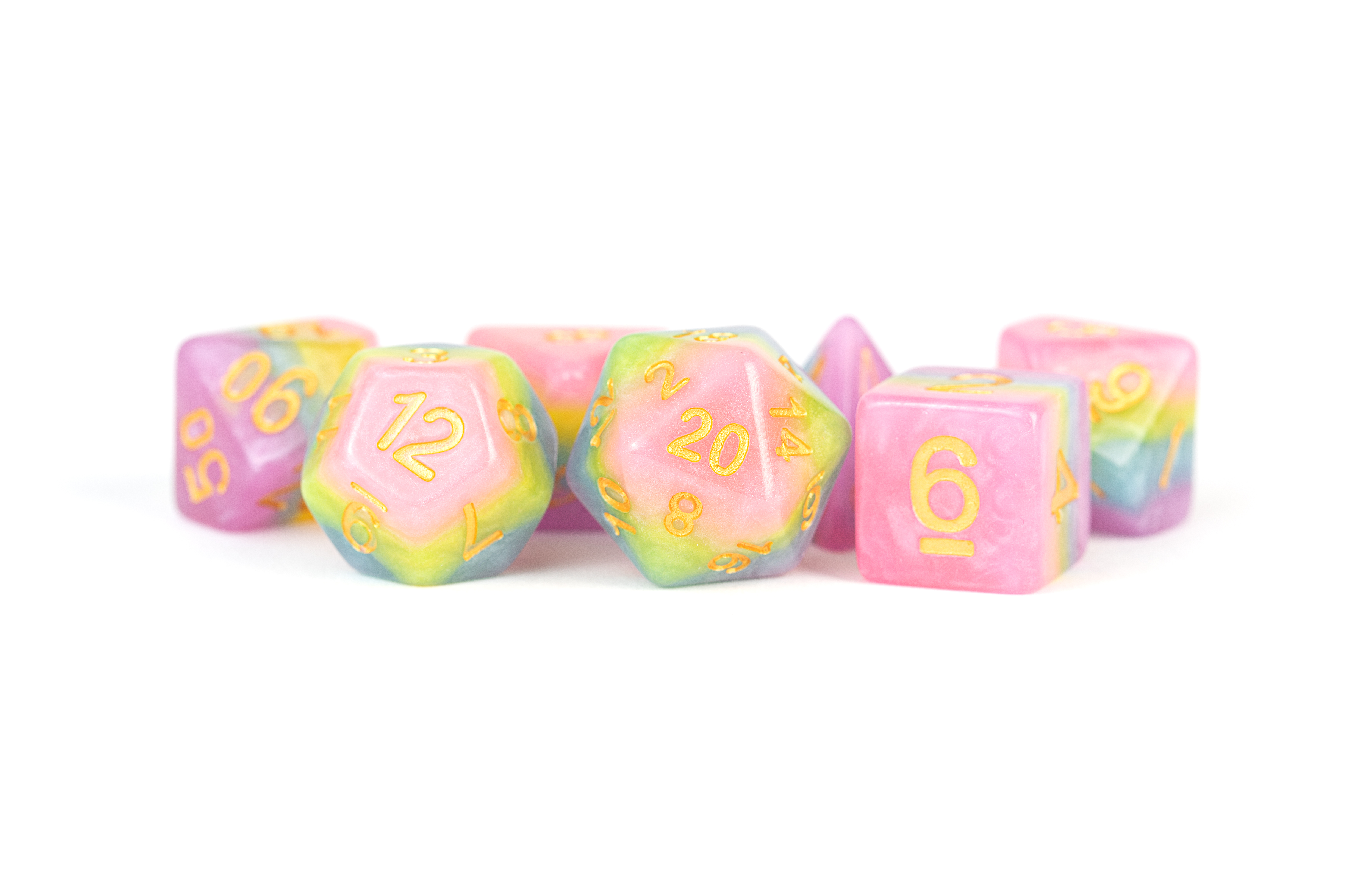 Fanroll: 7 Dice Polyhedral Set: PASTEL FAIRY 16MM  
