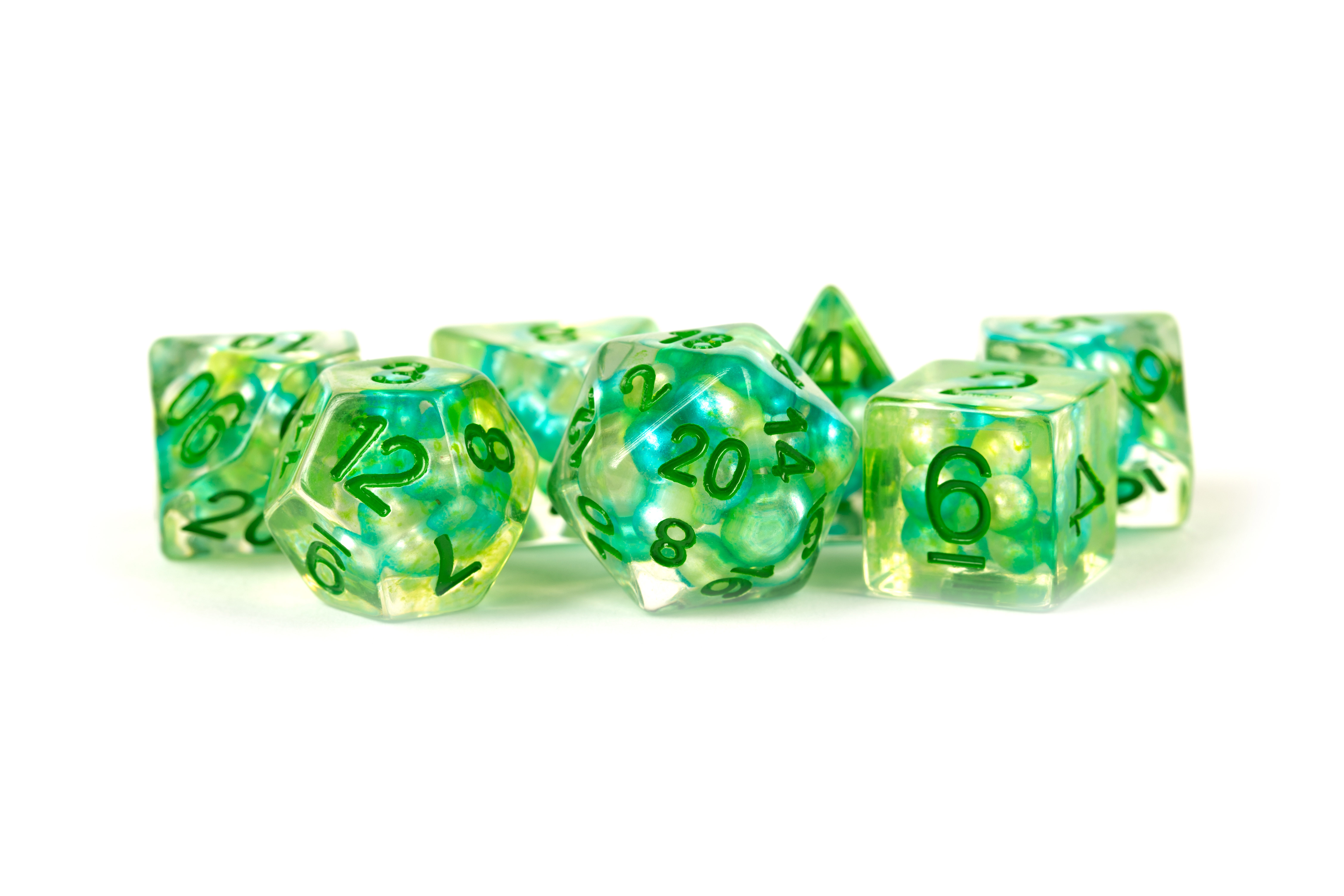 Fanroll: 7 Dice Polyhedral Set: PEARL SEA FOAM 16MM 