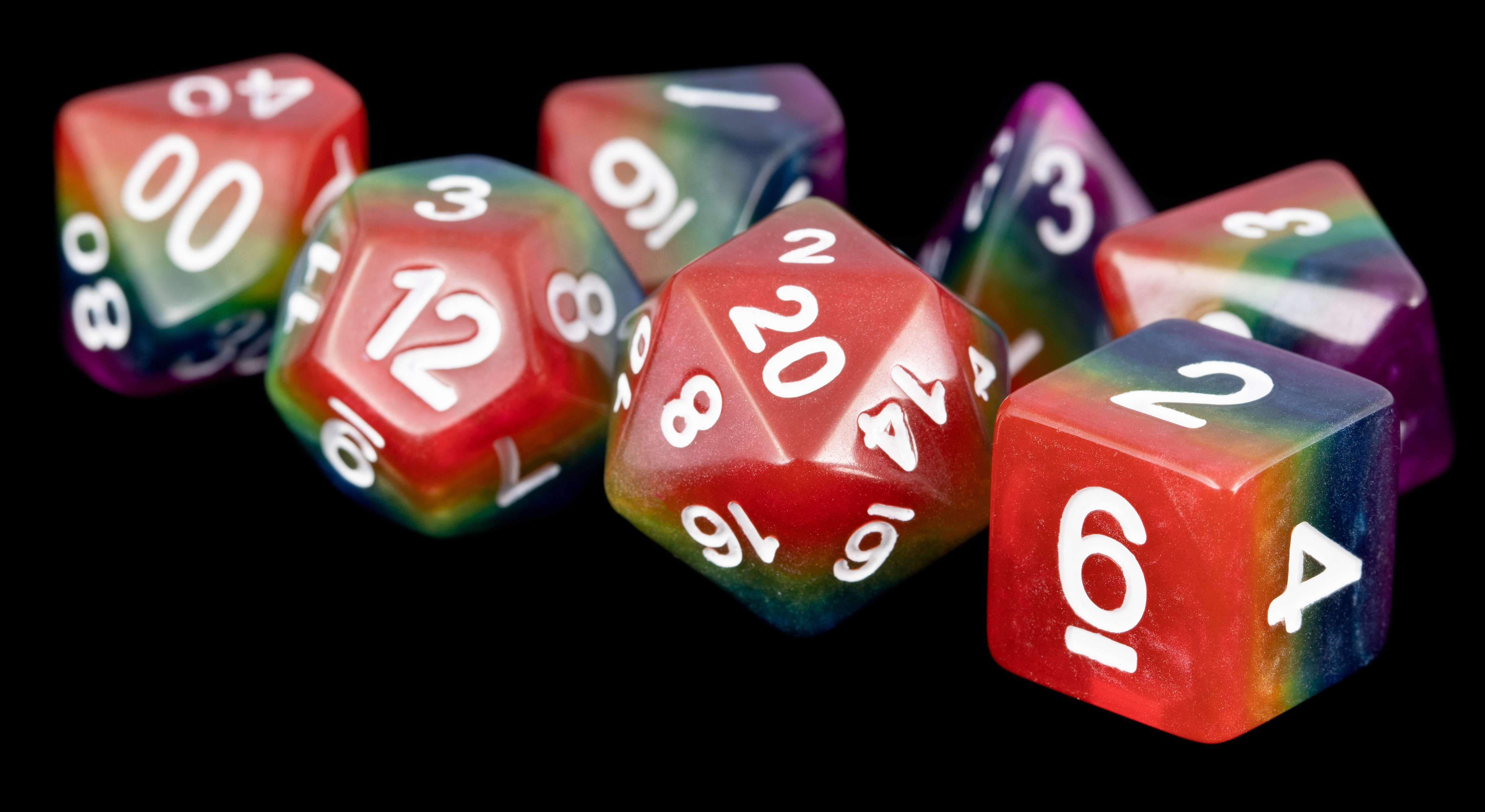 Fanroll: 7 Dice Polyhedral Set: RAINBOW 16MM 