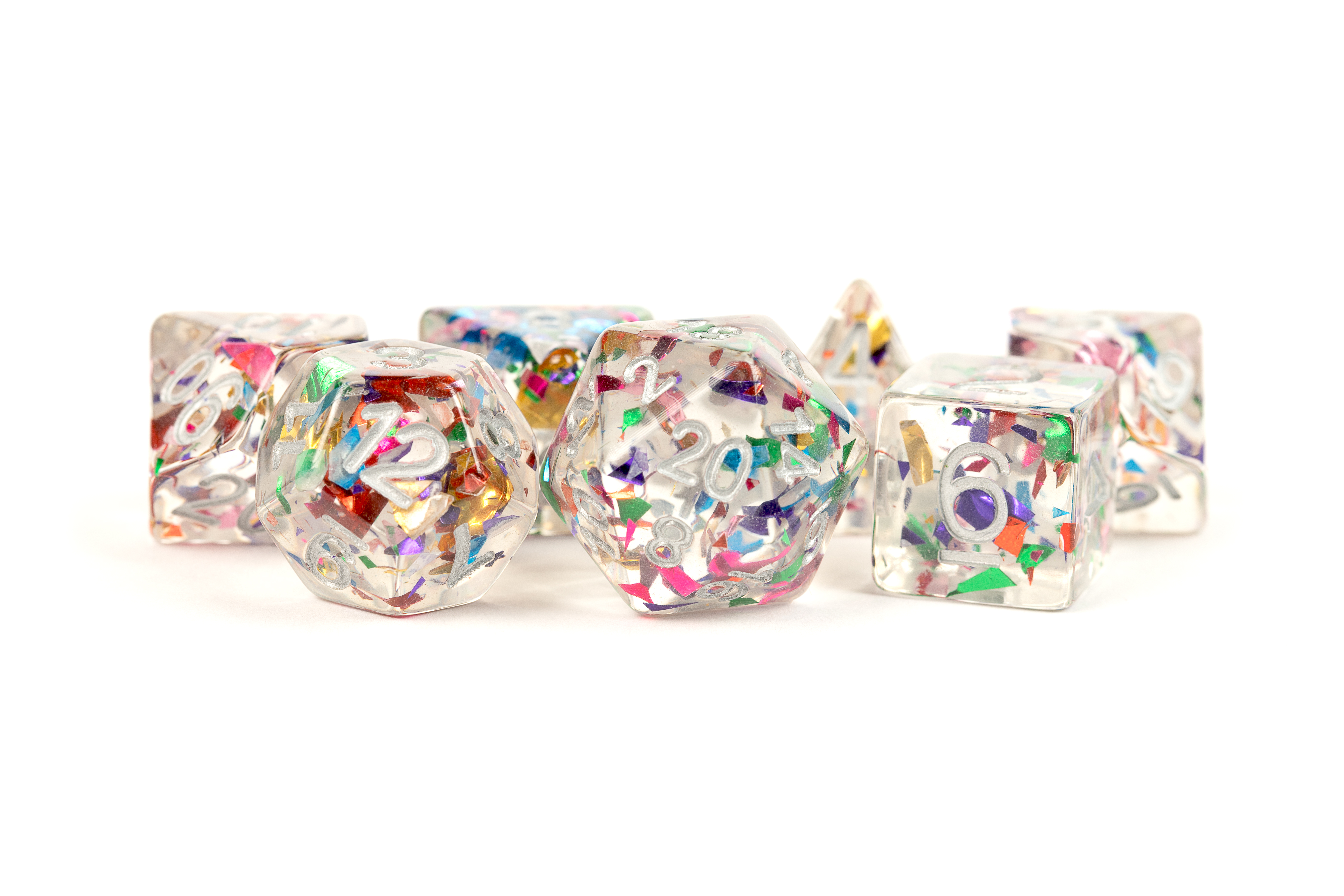 Fanroll: 7 Dice Polyhedral Set: RAINBOW FOIL 16MM 