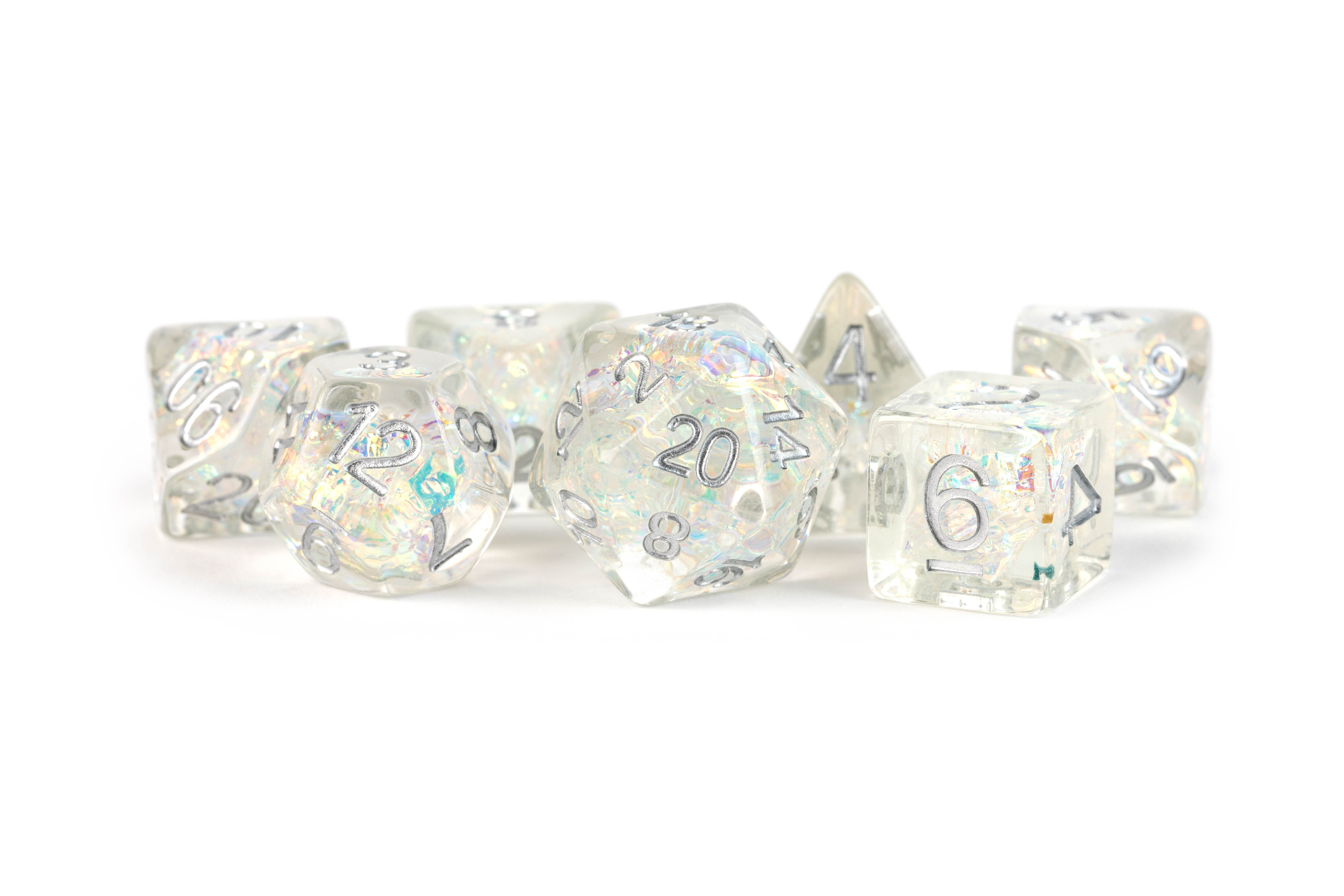 Fanroll: 7 Dice Polyhedral Set: RAINBOW FROST INCLUSION 16MM 