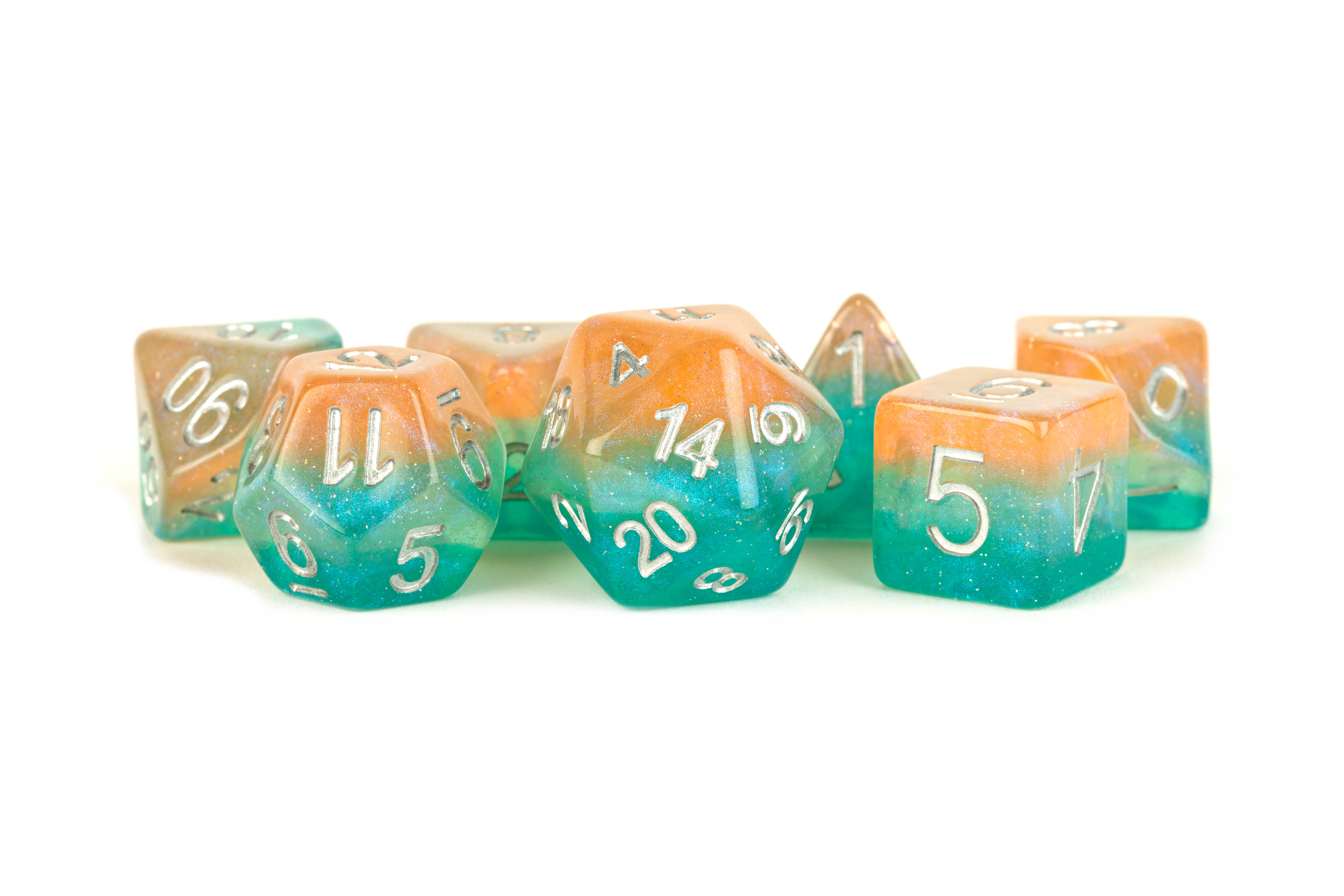 Fanroll: 7 Dice Polyhedral Set: STARDUST SUNSET 16mm 