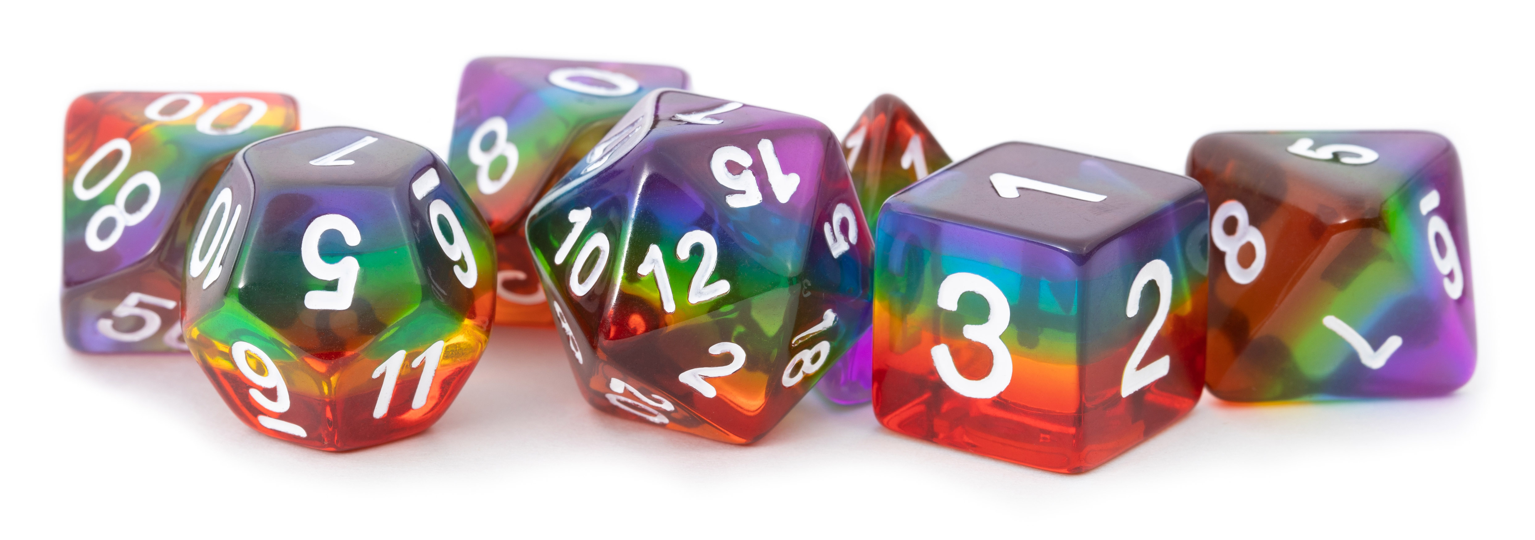 Fanroll: 7 Dice Polyhedral Set: TRANSLUCENT RAINBOW 16MM  
