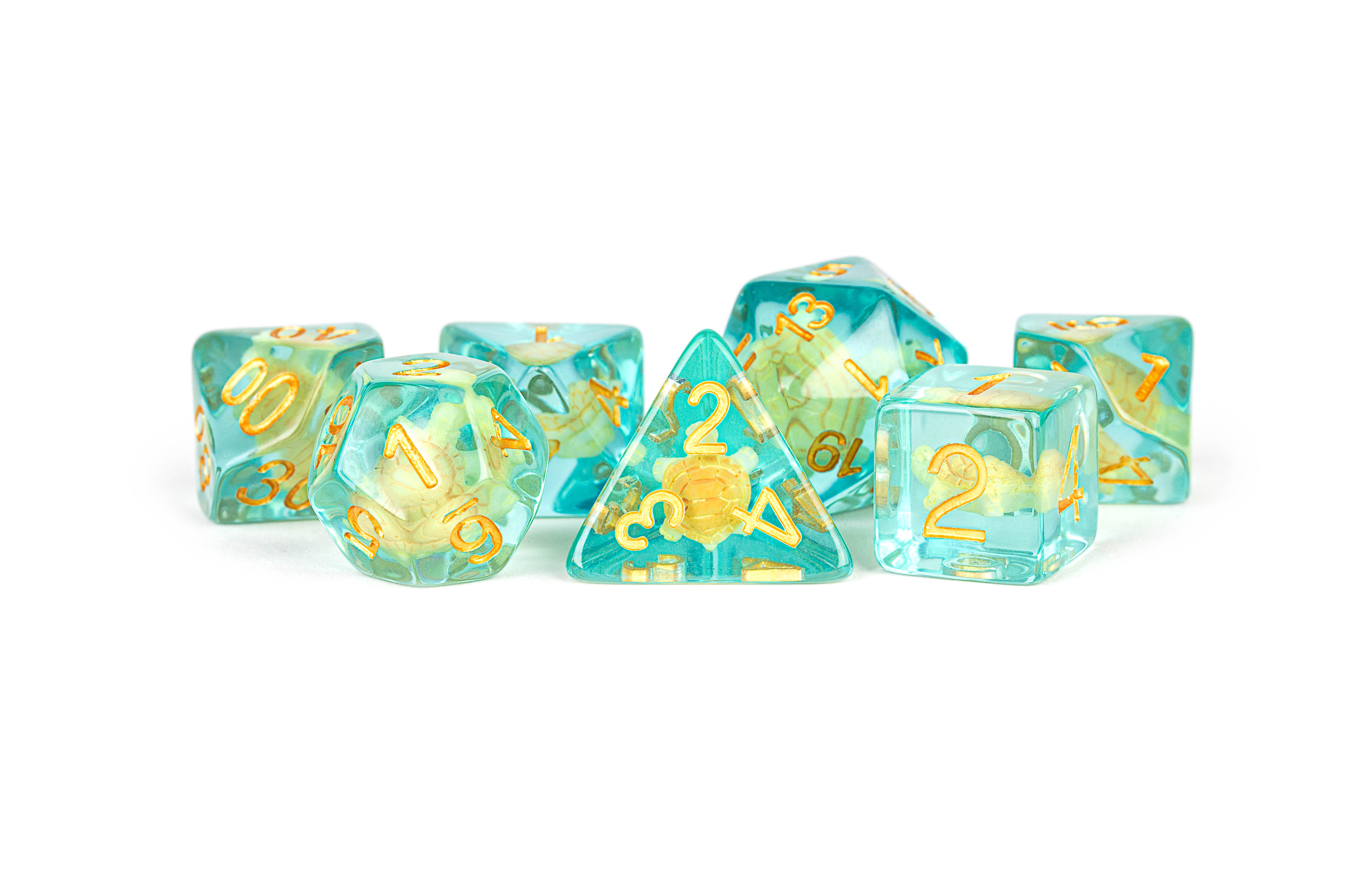 Fanroll: 7 Dice Polyhedral Set: TURTLE INCLUSION 16MM 