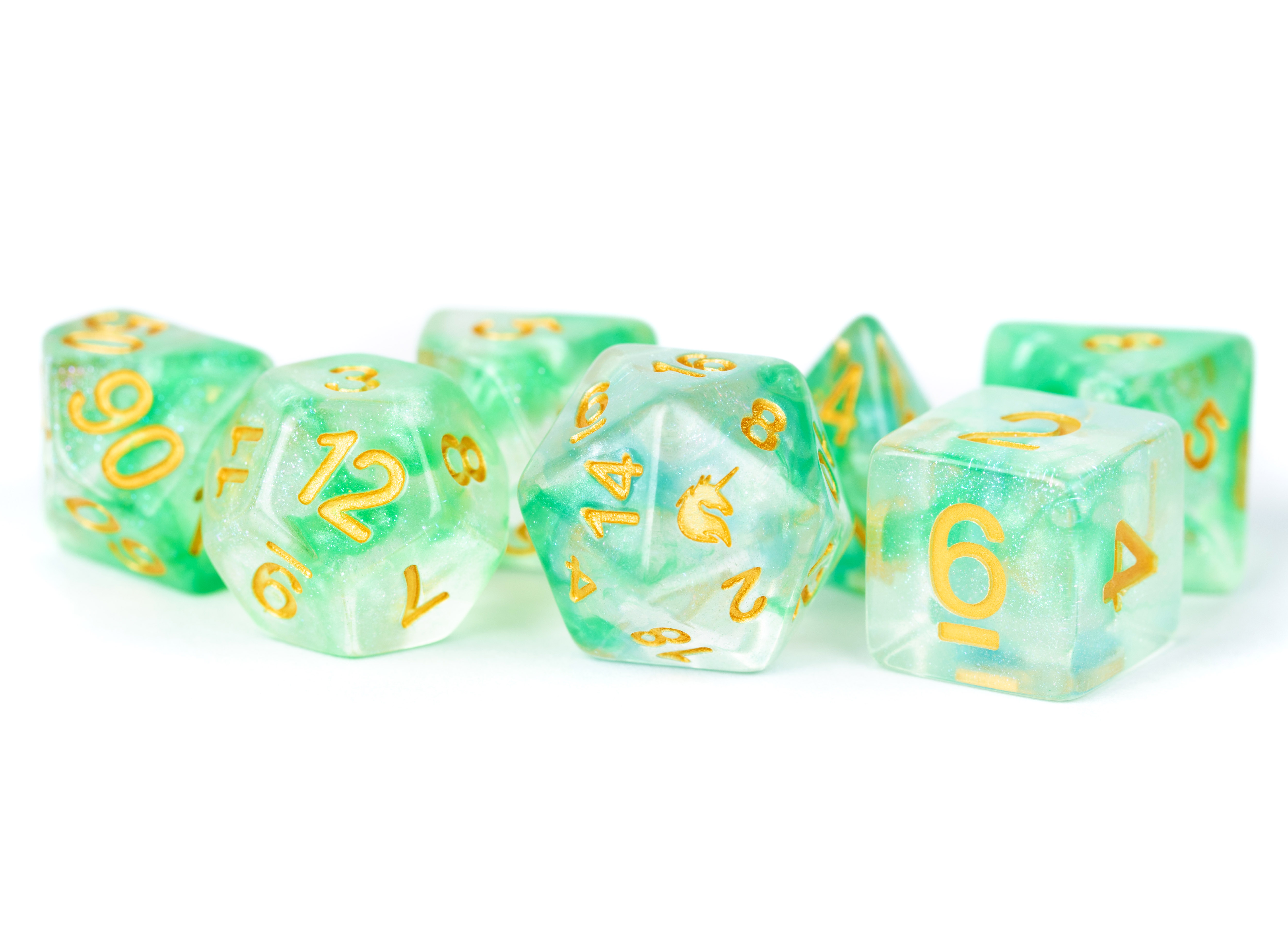 Fanroll: 7 Dice Polyhedral Set: UNICORN ICY EVERGLADES 16MM 