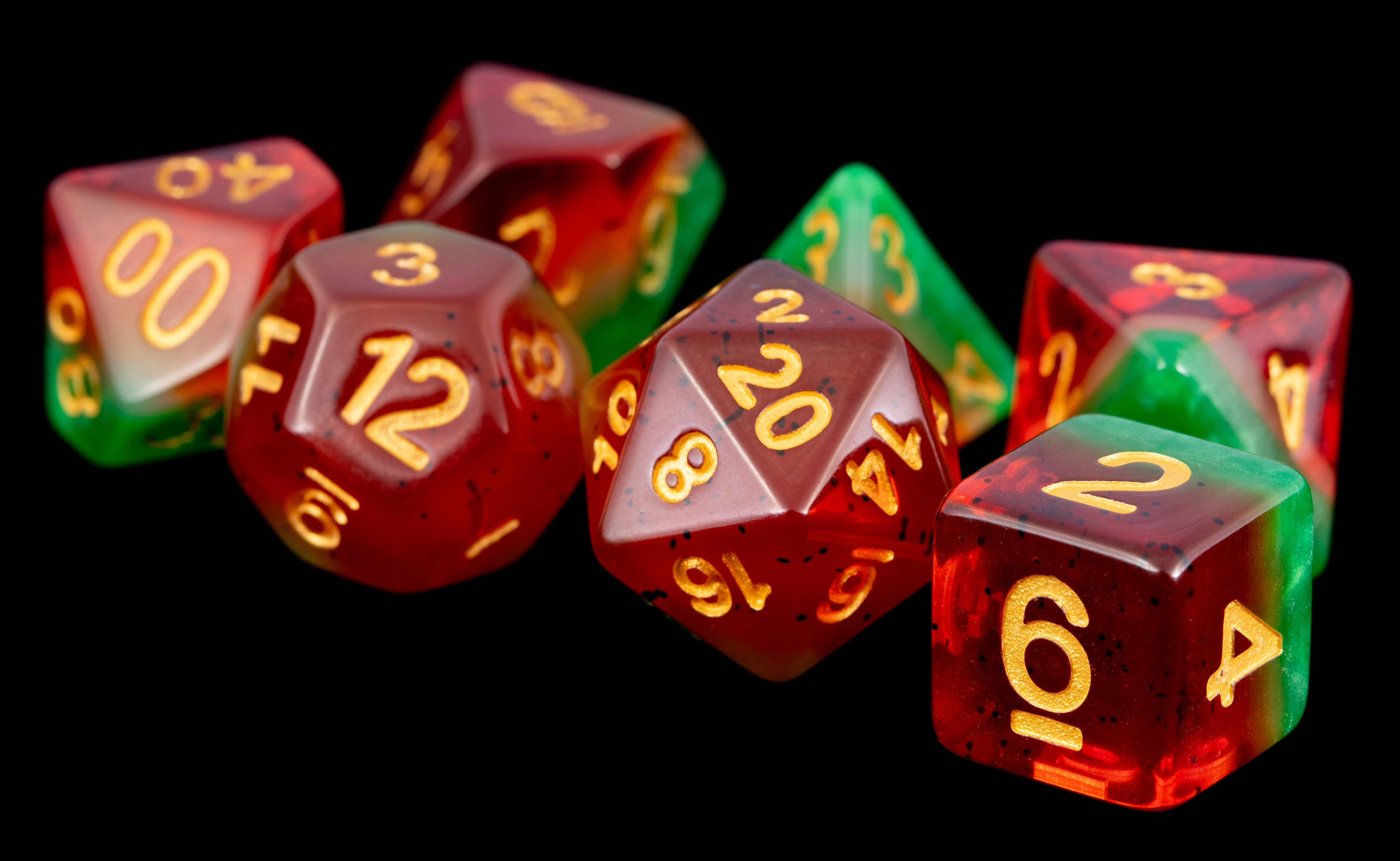 Fanroll: 7 Dice Polyhedral Set: WATERMELON 16MM 