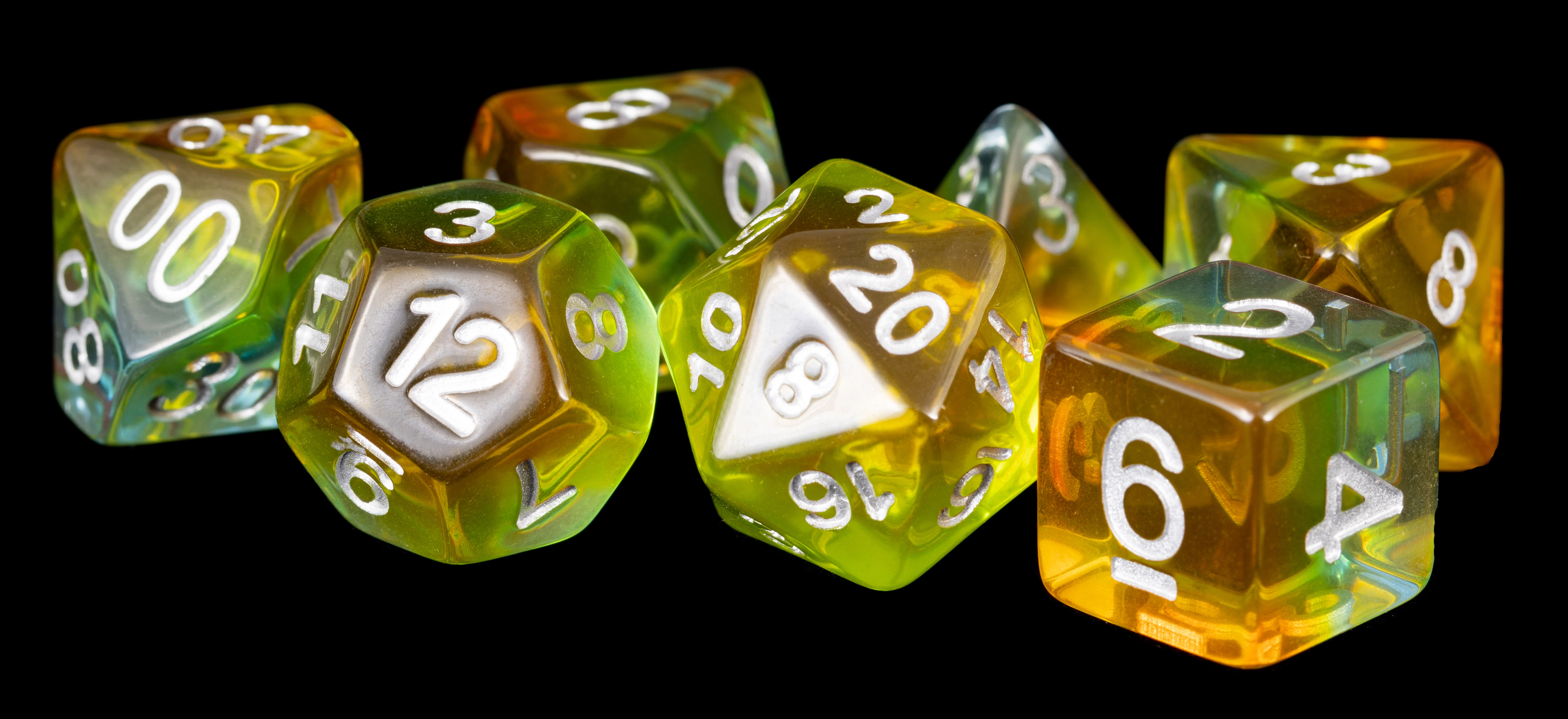 Fanroll: 7 Dice Polyhedral Set: YELLOW AURORA 16MM 
