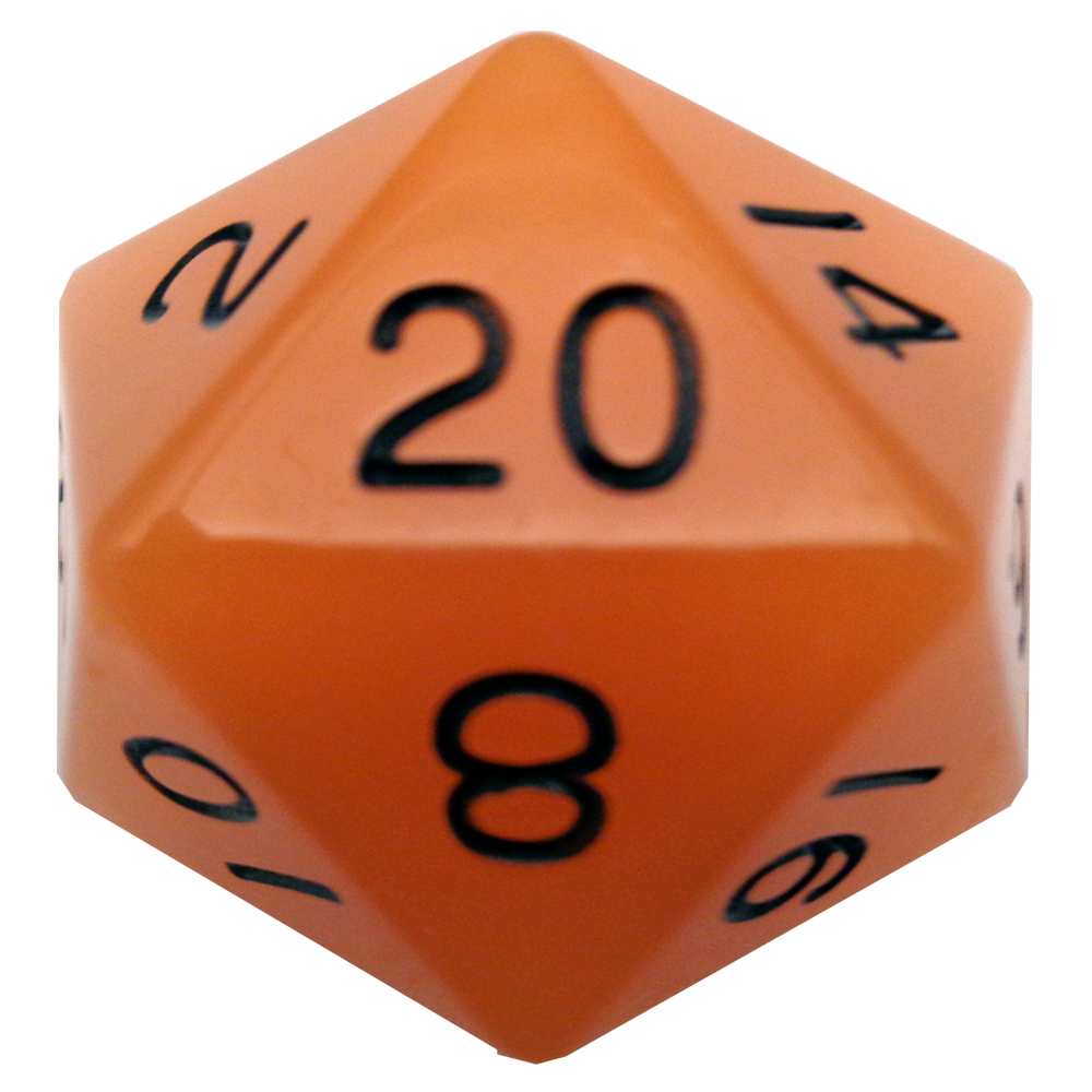 Fanroll: Acrylic Dice: 35mm: D20: Glow Orange with Black 