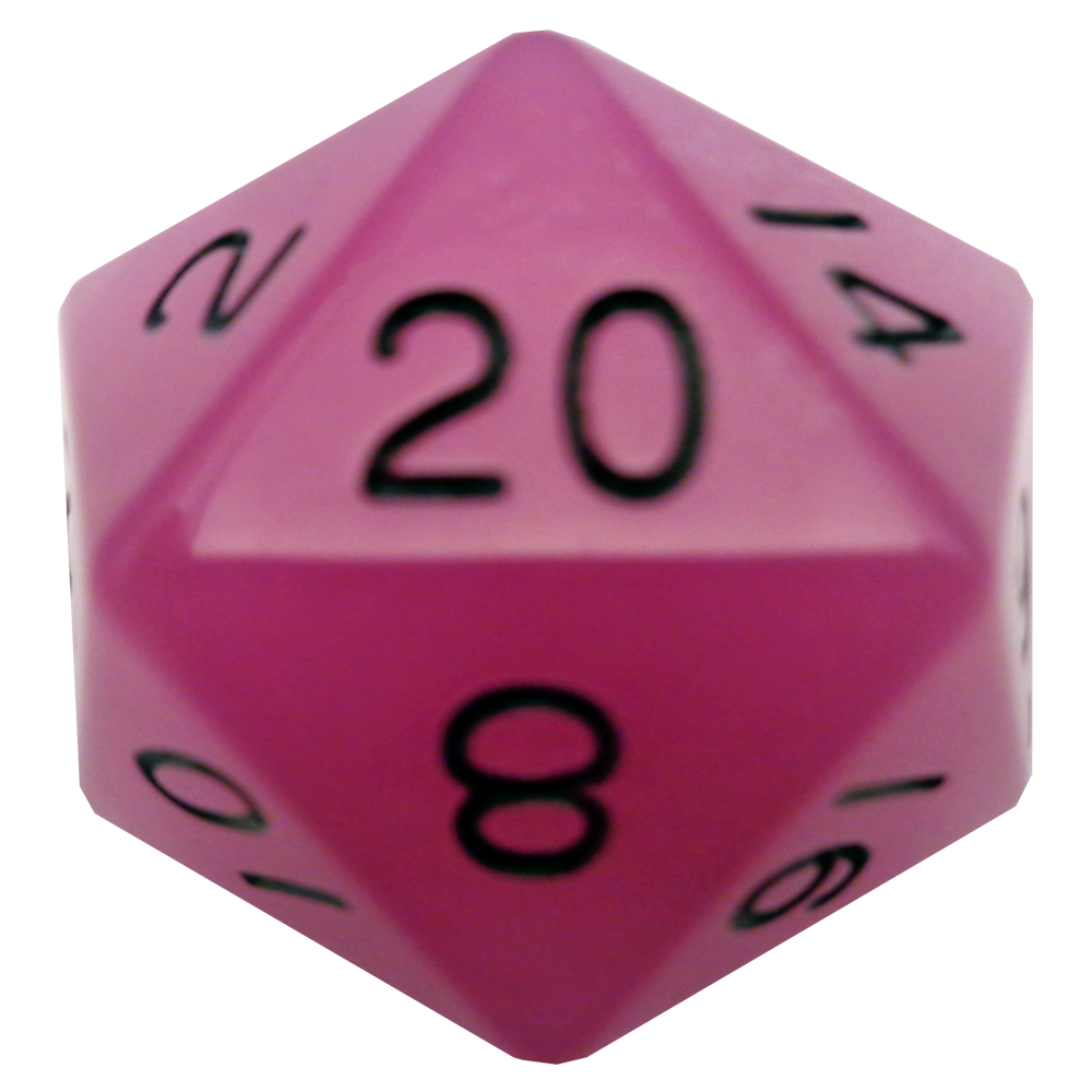 Fanroll: Acrylic Dice: 35mm: D20: Glow Purple with Black 