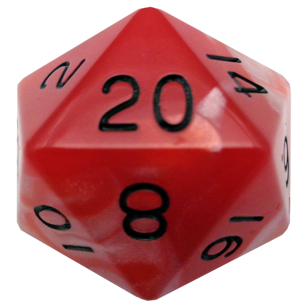 Fanroll: Acrylic Dice: 35mm: D20: Red with White with Black 