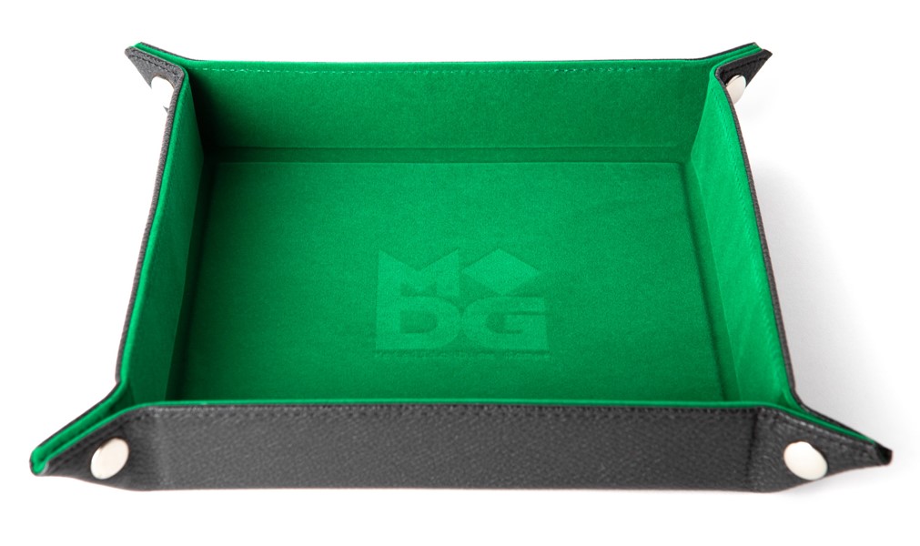 Fanroll: Fold up (Snap) Dice Tray with PU Leather Backing: Green 