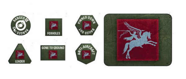 Flames of War: British: 6th Airborne Tokens (x20) & Objectives (x2) 