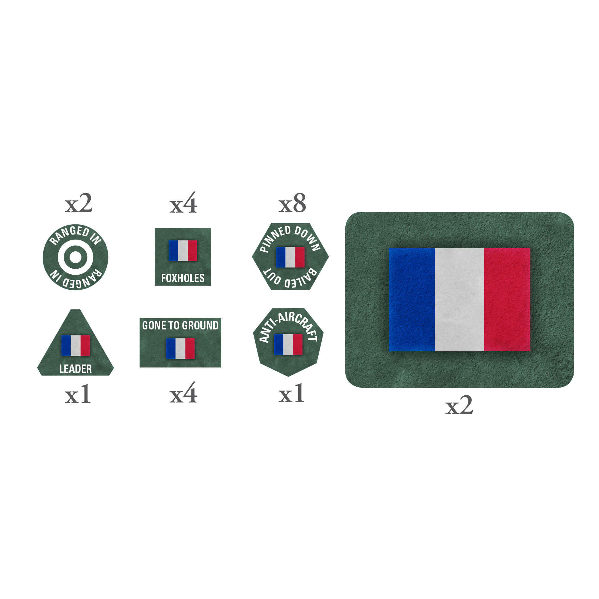 Flames of War: French: EW Tokens (x20) and Objectives (x2) 