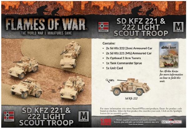 Flames of War: German: Afrika Korps Sd Kfz 221/222 Light Scout Troop 
