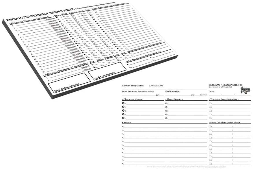 Folklore The Affliction: Session Encounter Record Pad 