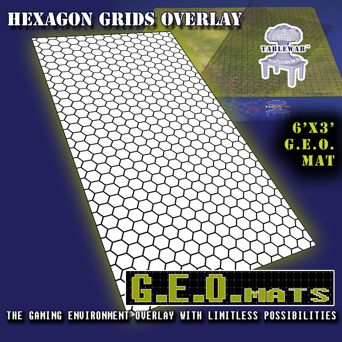 GEO Mats: Hex 1.5" Grid 6x3- Black 