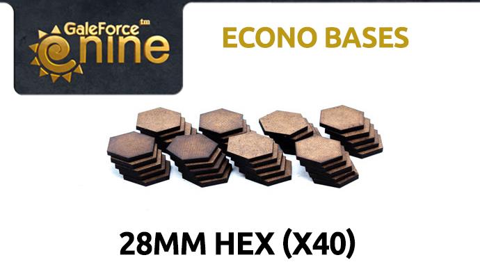 Gale Force Nine: Econo Bases: 28mm Hex (40) 
