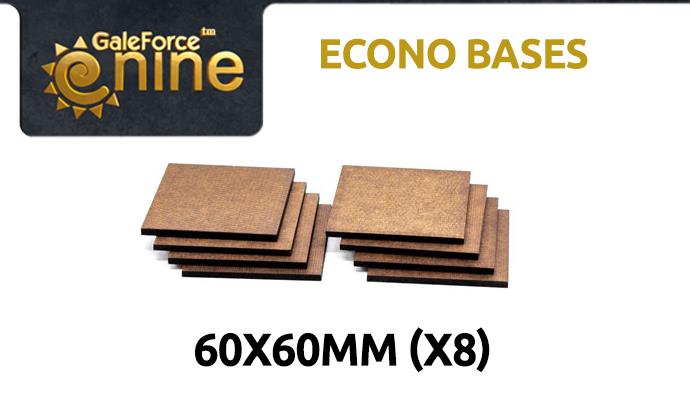Gale Force Nine: Econo Bases: 60x60mm Square (8) 