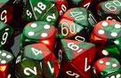 Chessex (26831): D6: 12mm: Gemini: Green Red/White 