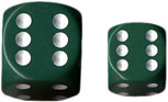 Chessex (25605): D6: 16mm: Opaque: Green/White 