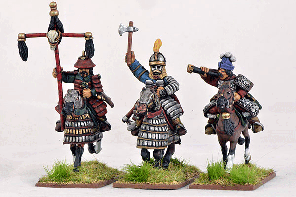 Gripping Beast 28mm Mongols: Heavy Cavalry (Command) (3) 