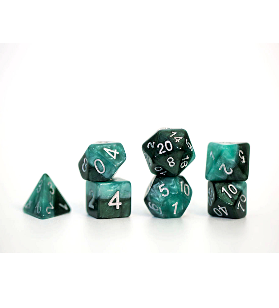 Halfsies Dice: 7 Dice Set: Adamantium Second Edition 