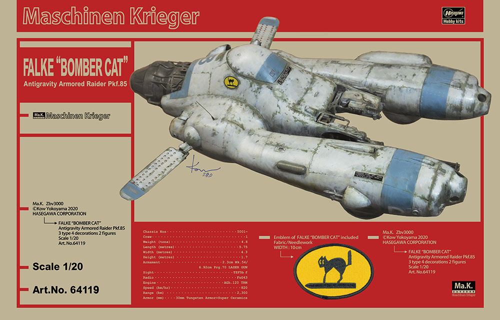 Hasegawa 1/20: Maschinen Krieger: Antigravity Armored Raider Pkf.85 FALKE "BOMBER CAT" 