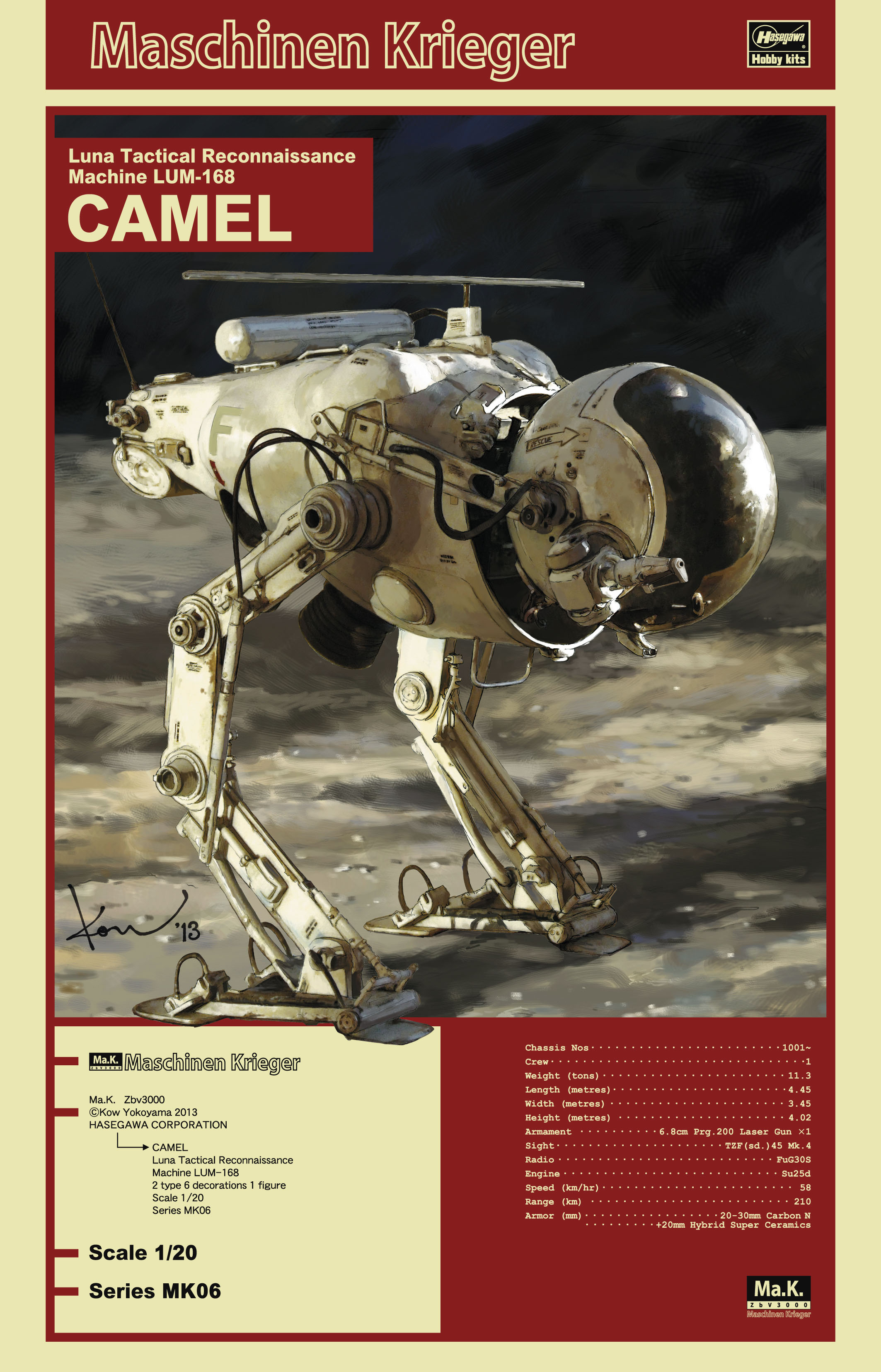 Hasegawa 1/20: Maschinen Krieger: Luna Tactical Reconnaissance Machine Lum-168 Camel MK06 