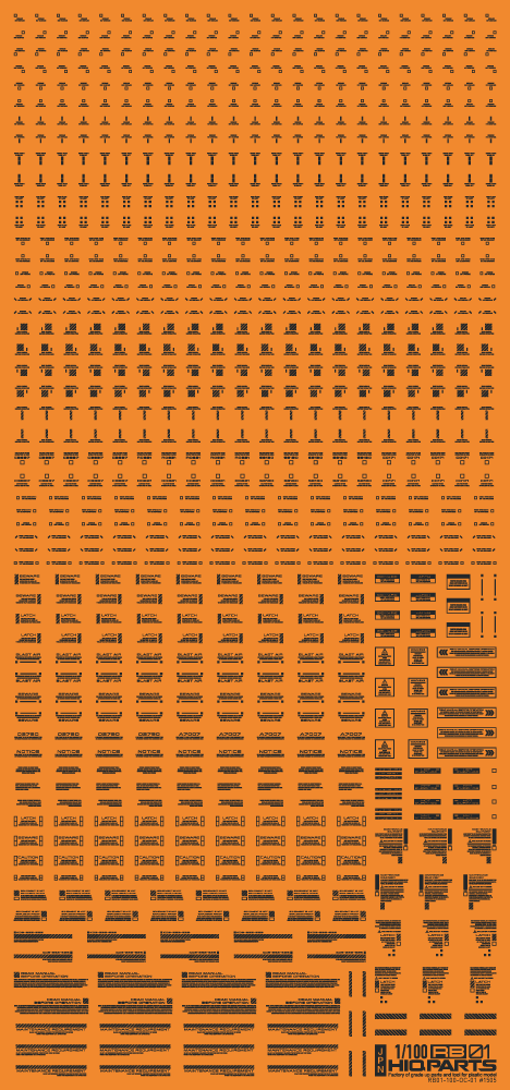 HiQ Parts: 1/100 RB01 Caution Decal One Color - Dark Gray 