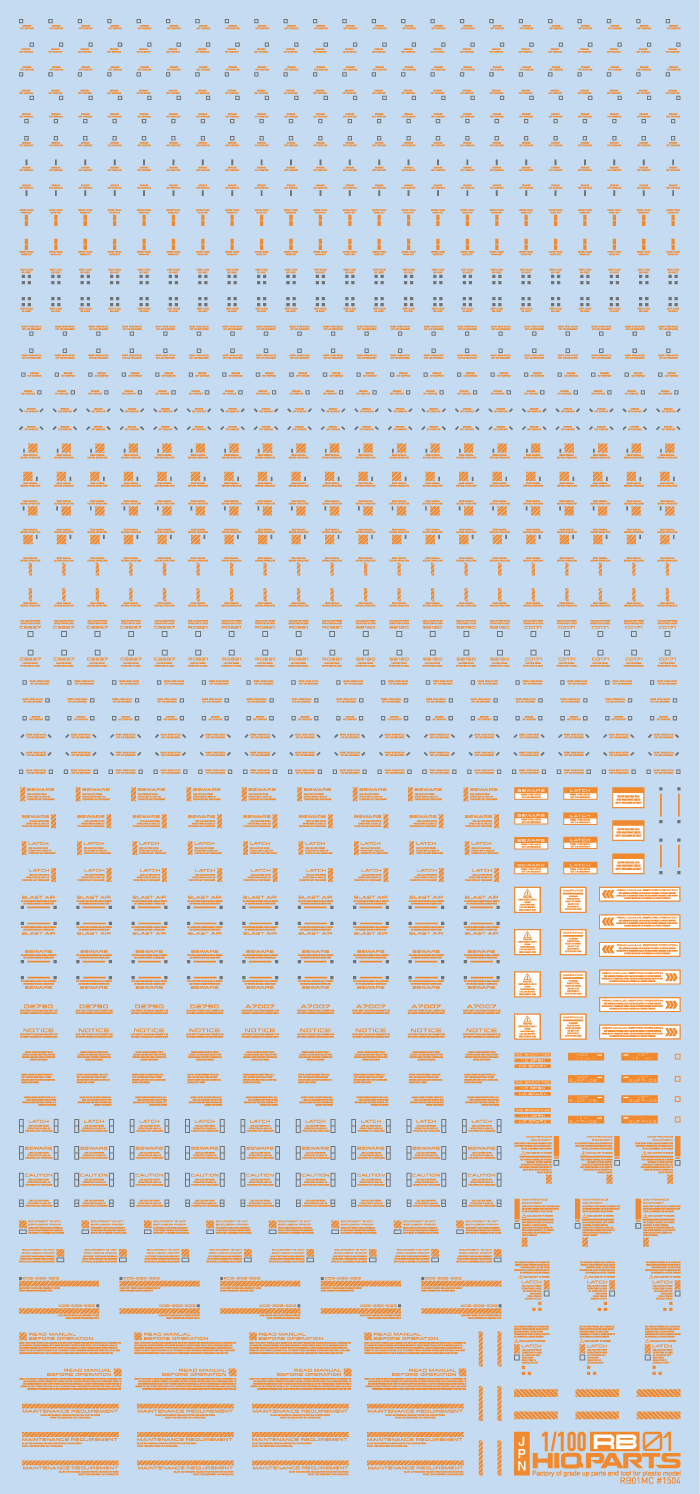 HiQ Parts: 1/100 RB01 Caution Decal - Orange & Gray 