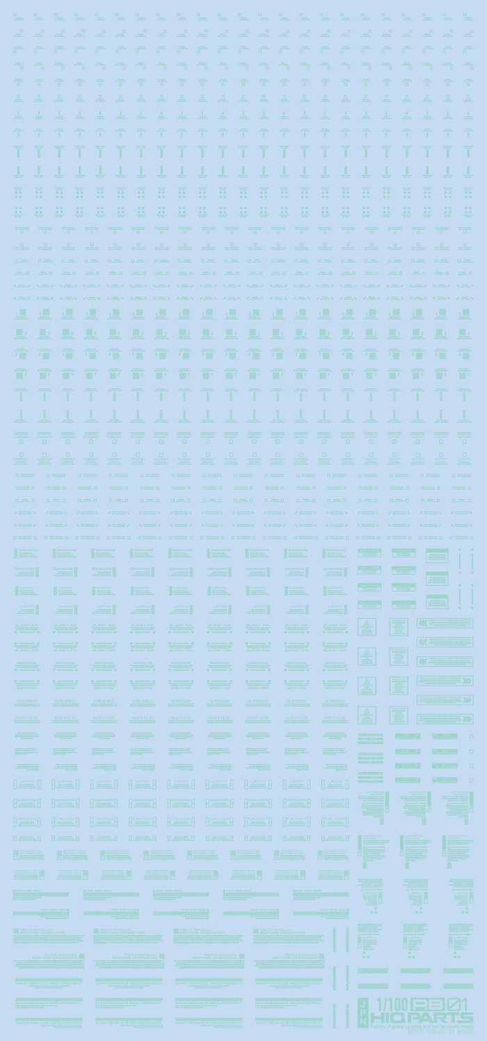 HiQ Parts: 1/100 RB01 Caution Decal Pastel - Mint 