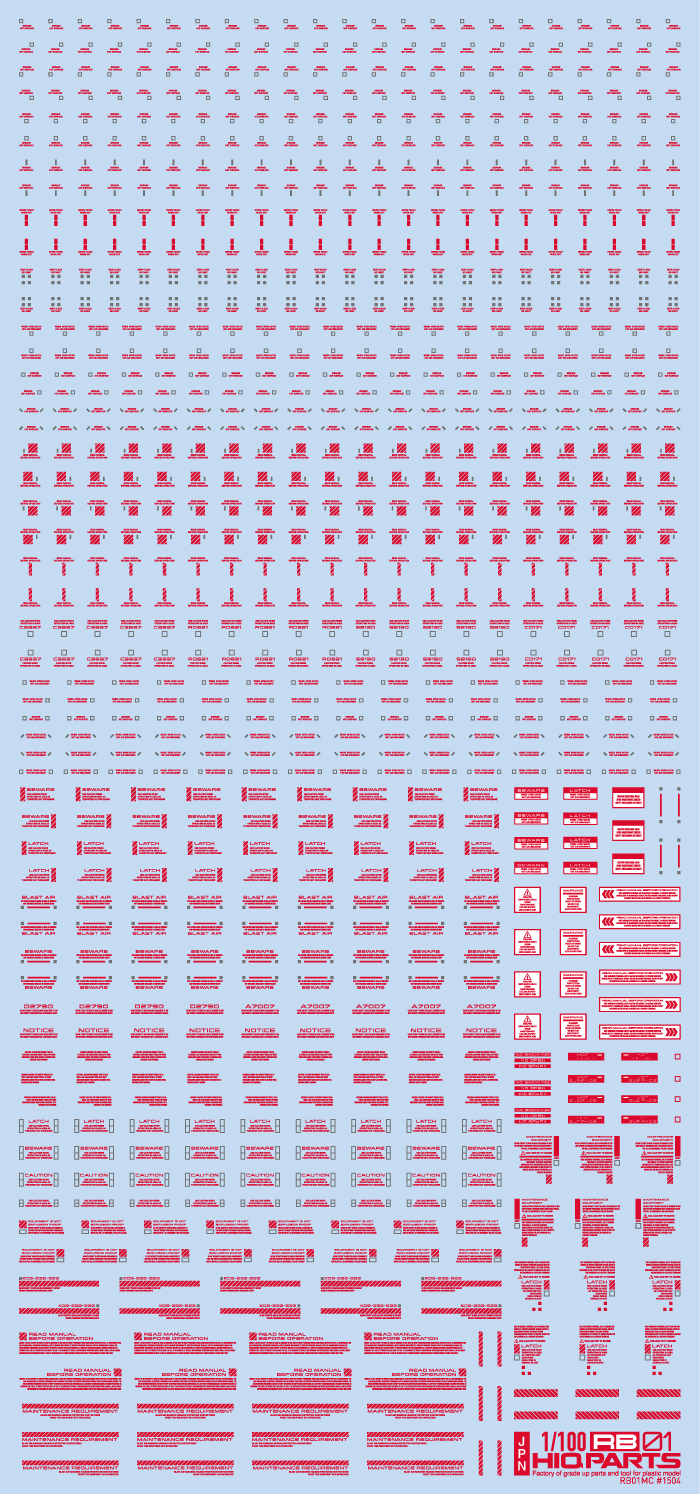 HiQ Parts: 1/100 RB01 Caution Decal - Red & Gray  
