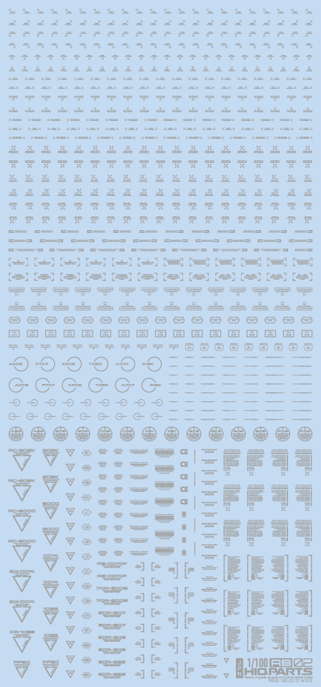 HiQ Parts: 1/100 RB02 Caution Decal One Color - Light Gray 